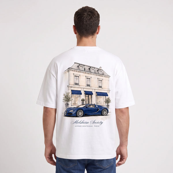 T-shirt Bugatti Veyron Molsheim Society blanc porté de dos