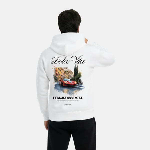 Sweat Ferrari 488 Pista noir avec visuel Dolce Vita – vue de dos