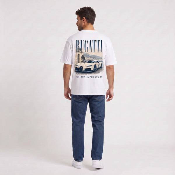 T-shirt Bugatti Chiron Super Sport blanc vu de dos