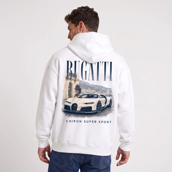 Sweat Bugatti Chiron Super Sport blanc porté de dos