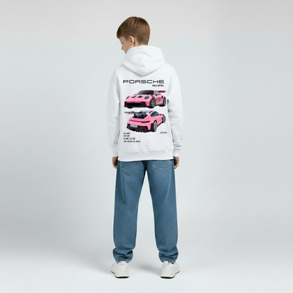 Sweat enfant Porsche GT3 RS blanc vu de face