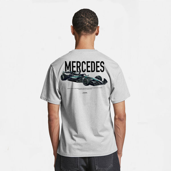 t-shirt grisF1 mercedes noir et vert de dos