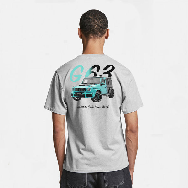 t-shirt grismercedes class G63 bleu et noir de dos