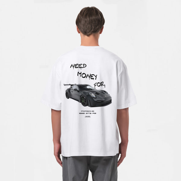 T-shirt Need Money For Porsche GT3 Rs Noir Blanc de Dos