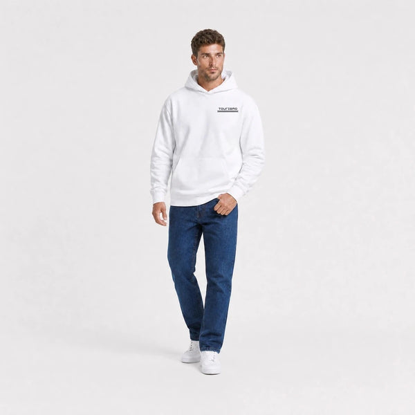 Sweat Chevrolet Chevelle Ss 396 Street Born Power blanc vu de face en plan large avec logo Tourismo