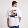 T-shirt Back to the future blanc, DeLorean DMC-12 argentée vue de dos