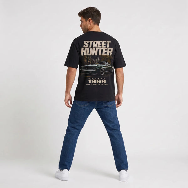 T-shirt Chevrolet Camaro 1969 Street Hunter noir vu de dos