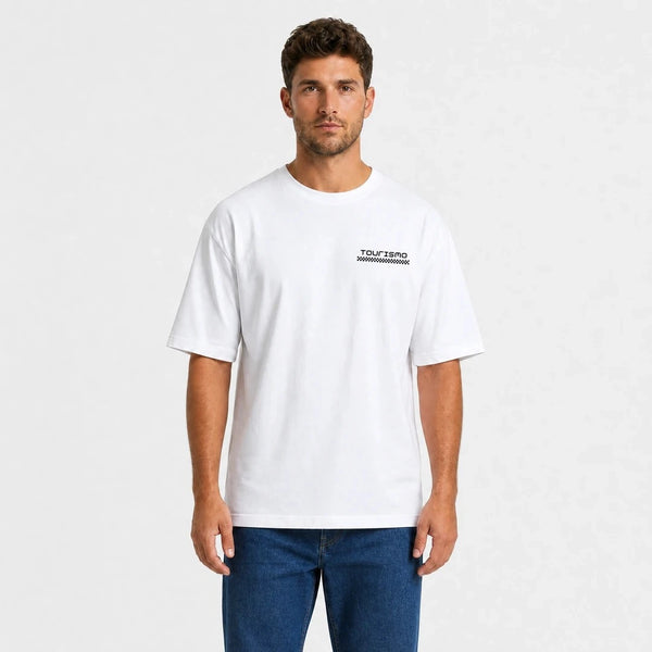 T-shirt Dodge Viper Acr Track Predator blanc vu de face en plan rapproché avec logo Tourismo