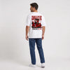 T-shirt F1 Charles Leclerc blanc porté de dos en plan large avec print Signature