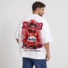 T-shirt F1 Michael Schumacher Signature blanc avec pilote et monoplace rouges vus de dos