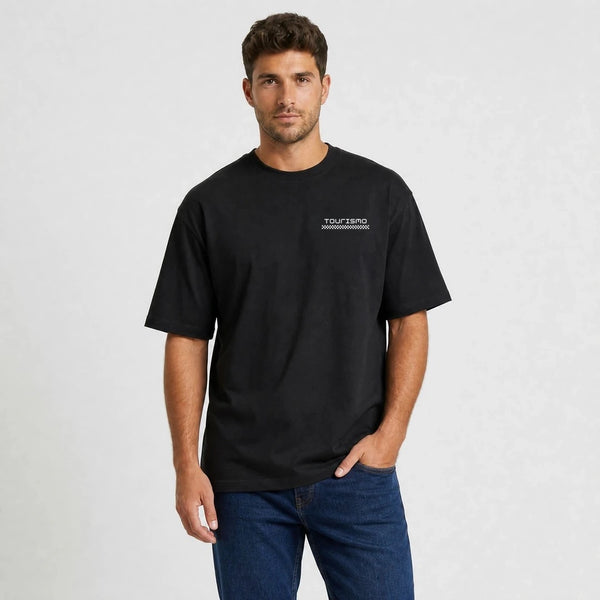 T-shirt Jaguar F Type After Dark noir vu de face en plan rapproché avec logo Tourismo