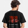 T-shirt Mustang Shelby GT500 noir – design vintage 1969 – dos du t-shirt sur mannequin