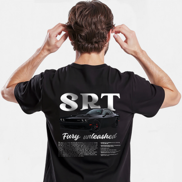 T-shirt noir Dodge SRT Challenger, design performance au dos