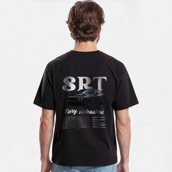 T-shirt noir Dodge SRT Challenger, design performance au dos