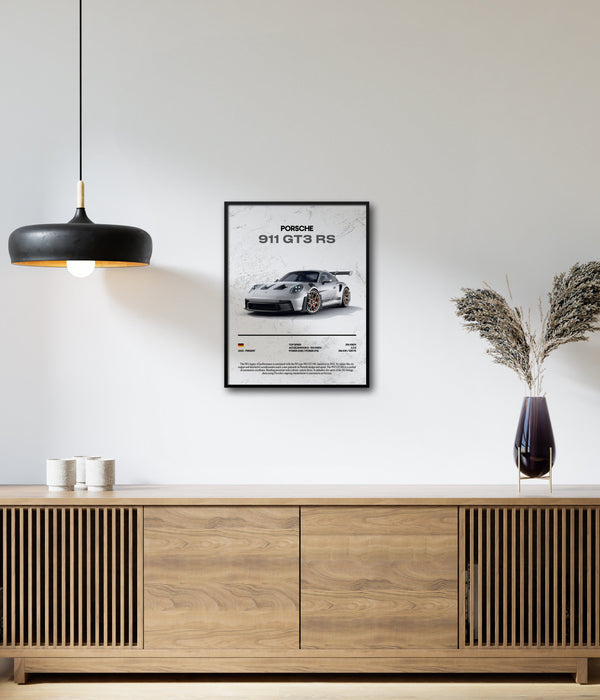 Poster avec cadre porsche GT3 rs dans le salon