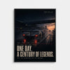 Poster 24 Heures du Mans Endurance Tourismo avec prototype de course de nuit et texte One Day, A Century of Legends