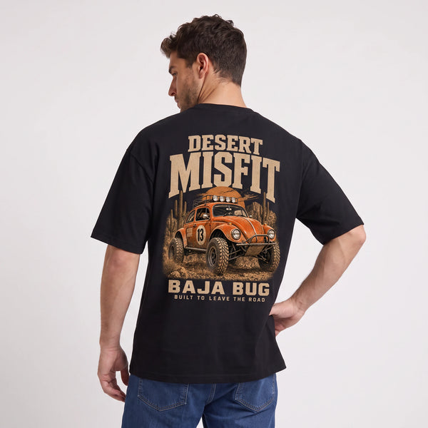 T-shirt Volkswagen Beetle Baja Bug Desert Misfit noir porté de dos