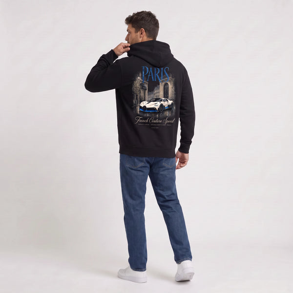 Sweat Bugatti Divo French Couture Speed noir à capuche vu de dos