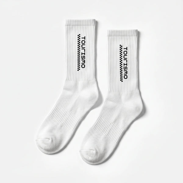 Tourismo Crew Socks white, the pair laid flat
