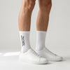 Tourismo Crew Socks white, worn, front view of the pair