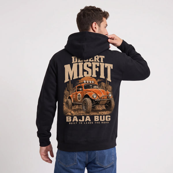 Sweat Volkswagen Beetle Baja Bug Desert Misfit noir porté de dos
