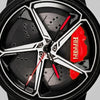 Close-up of the wheel and the ferrari engraved caliper, Ferrari 488 watch