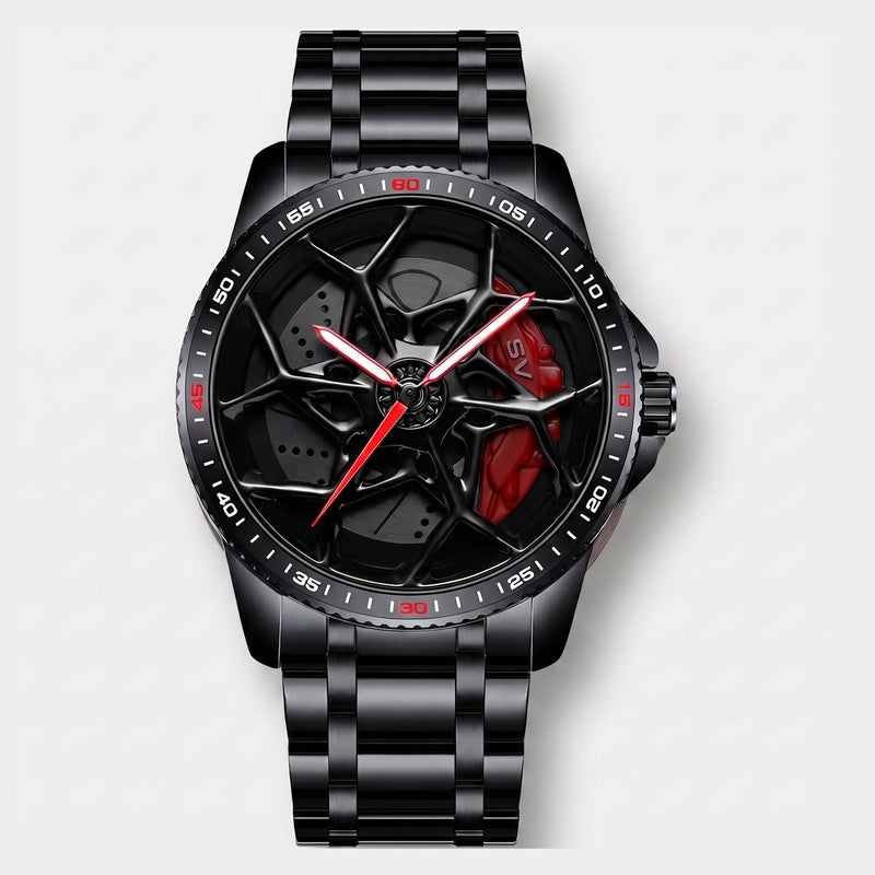 Lamborghini SV watch front view, 3D spinning wheel dial