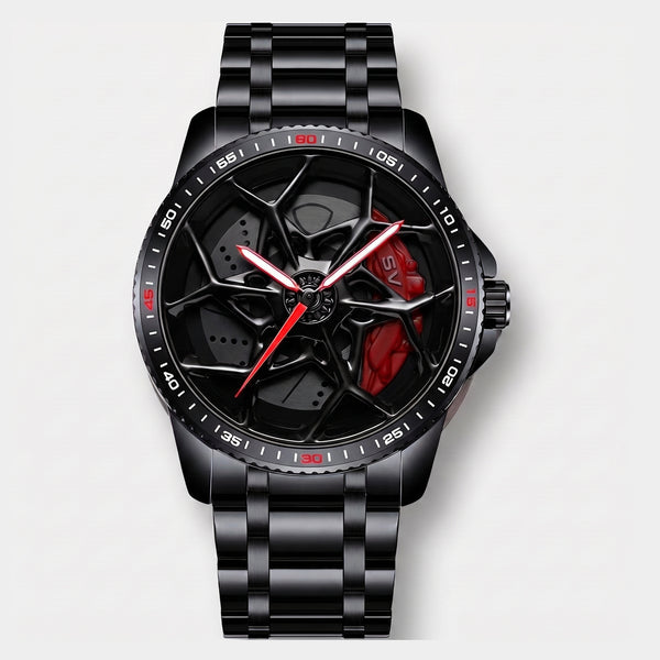 Lamborghini SV watch front view, 3D spinning wheel dial