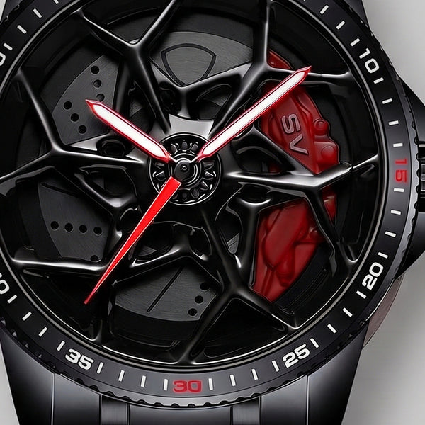 Close-up of the wheel and the SV engraved caliper, Lamborghini SV watch