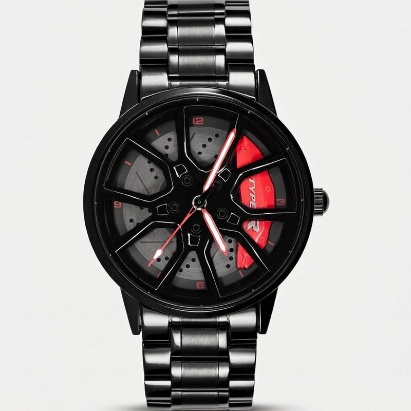 Honda Type R watch front view, 3D spinning wheel dial
