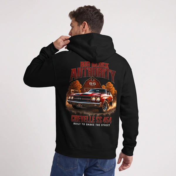 Sweat Chevrolet Chevelle SS 454 Big Block Authority noir porté de dos