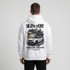 Sweat Honda Civic Type R FK8 Silent Fury blanc, vue dos : design urbain by night, Tourismo Clothing