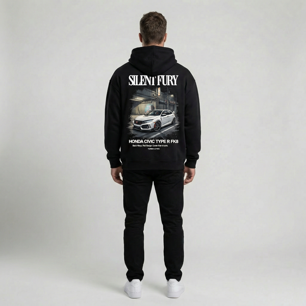 Sweat Honda Civic Type R FK8 Silent Fury noir, vue complète : vêtement automobile japonaise premium, Tourismo Clothing