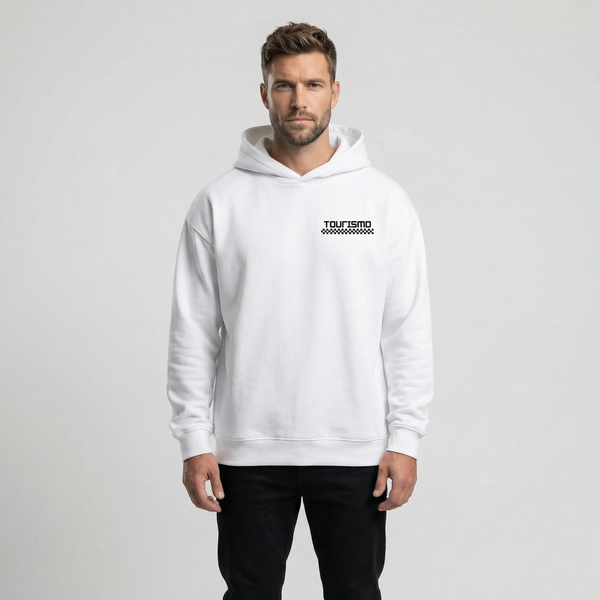 Sweat Kimi Antonelli F1 blanc, vue face : hoodie streetwear automobile premium