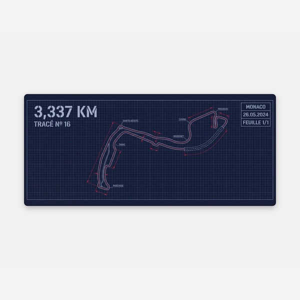 Leclerc Monaco Circuit Map Mouse Mat — flat view of the mat.