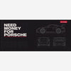 Need Money For Porsche Blueprint Mouse Mat — close-up of the printed design.