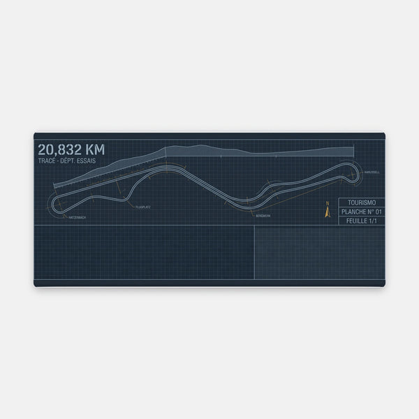 Mouse Pad Eifel Test Circuit Blueprint, flat view of the mat