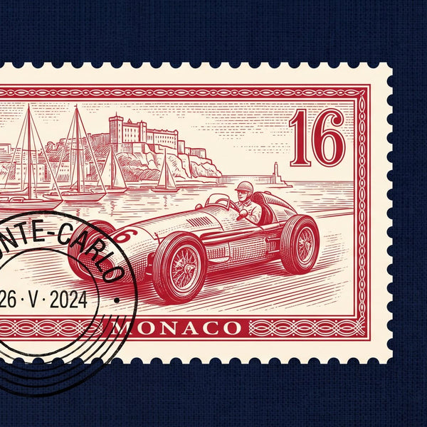 Mouse Pad Leclerc Monaco Stamp 16, close-up of the printed design