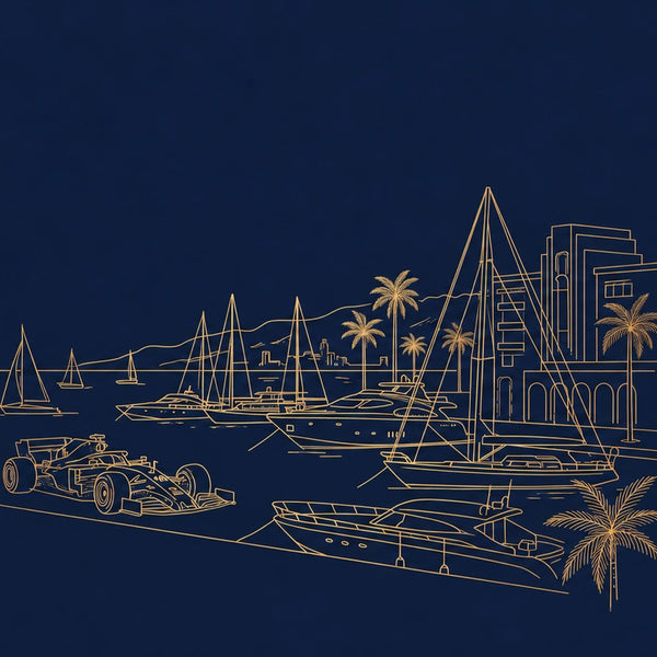 Mouse Pad Leclerc Monaco Golden Harbour, close-up of the printed design