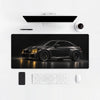Mouse Pad BMW M2 Black Yellow Headlights, on a light desk with computer, keyboard and mouse