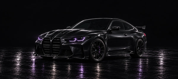 Mouse Pad BMW M4 Purple Lights, close-up of the printed design
