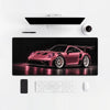Mouse Pad Porsche 911 GT3 RS 992 Pink, on a light desk with computer, keyboard and mouse