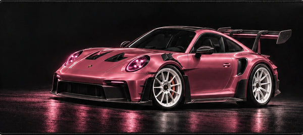 Mouse Pad Porsche 911 GT3 RS 992 Pink, close-up of the printed design