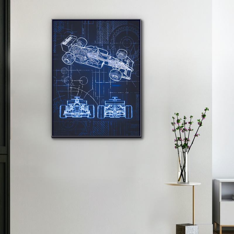 F1 Single-Seater Technical Blueprint Canvas, view 1