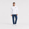 Sweat Alpine A110 blanc vu de face en plan large avec logo Tourismo