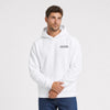 Sweat Alpine A110 blanc vu de face en plan rapproché avec logo Tourismo