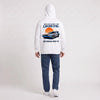 Sweat Back to the future blanc porté de dos en plan large