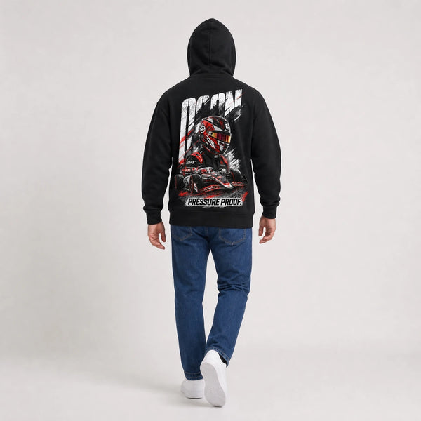 Sweat F1 Esteban Ocon Signature noir porté de dos en plan large