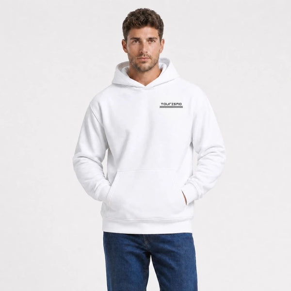 Sweat F1 Fernando Alonso Signature blanc vu de face en plan rapproché avec logo Tourismo