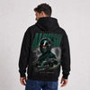 Sweat F1 Fernando Alonso Signature noir à capuche, pilote et monoplace vus de dos